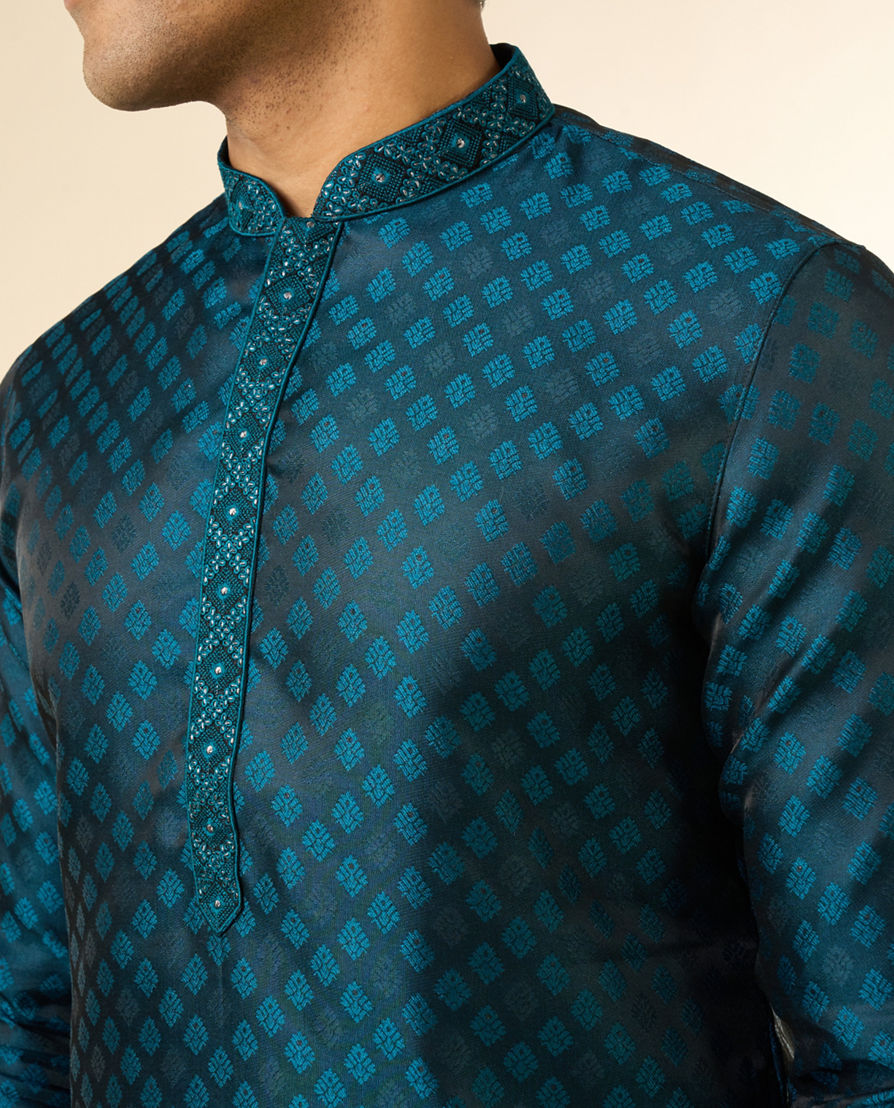 Diwas Men Teal Blue Radiance Kurta Pajama