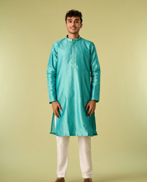 Diwas Men Enchanted Aqua Green Kurta Pajama Set