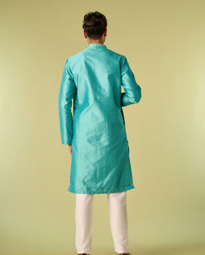 Diwas Men Enchanted Aqua Green Kurta Pajama Set