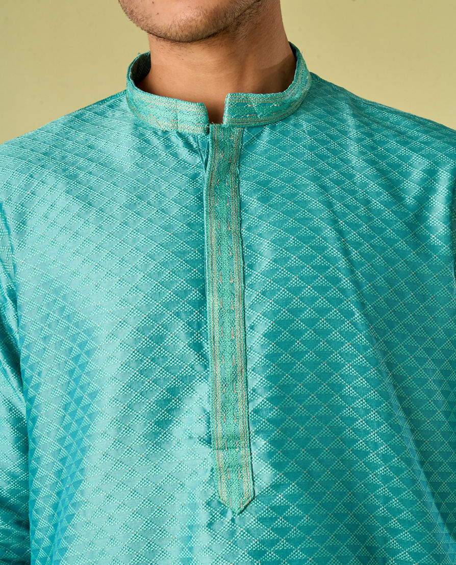 Diwas Men Enchanted Aqua Green Kurta Pajama Set