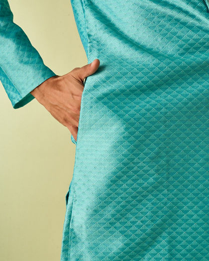 Diwas Men Enchanted Aqua Green Kurta Pajama Set