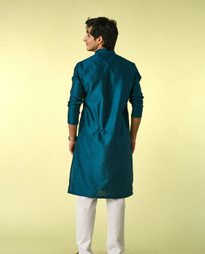 Diwas Men Teal Blue Elegance Kurta Pajama