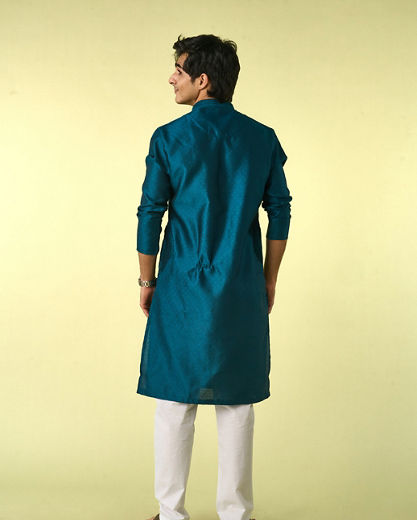 Diwas Men Teal Blue Elegance Kurta Pajama