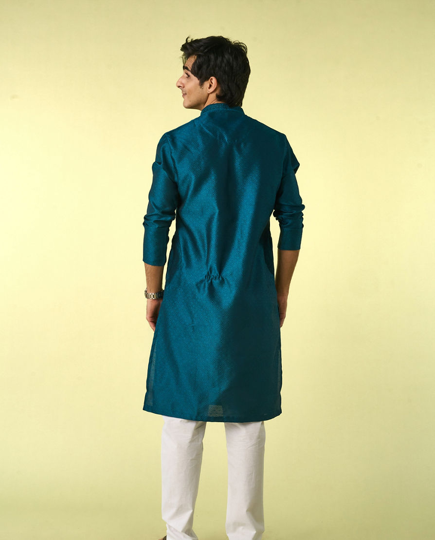 Diwas Men Teal Blue Elegance Kurta Pajama