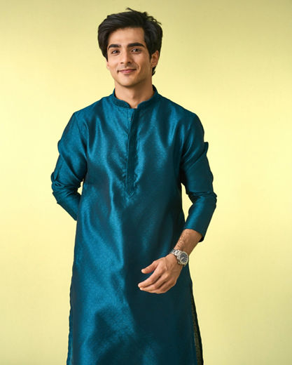 Diwas Men Teal Blue Elegance Kurta Pajama