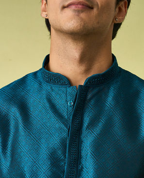 Diwas Men Teal Blue Elegance Kurta Pajama