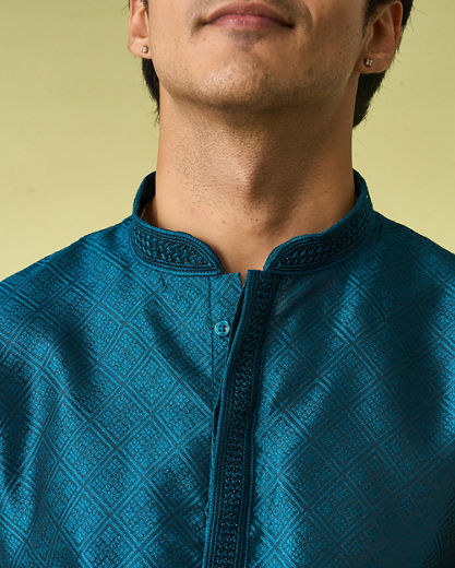 Diwas Men Teal Blue Elegance Kurta Pajama