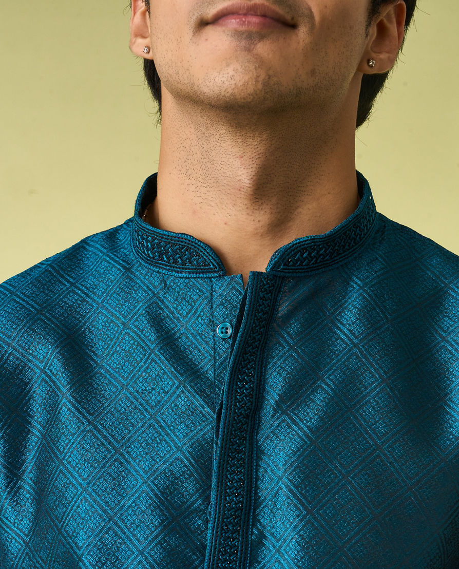 Diwas Men Teal Blue Elegance Kurta Pajama