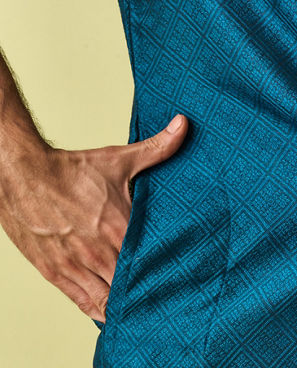 Diwas Men Teal Blue Elegance Kurta Pajama