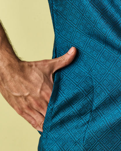 Diwas Men Teal Blue Elegance Kurta Pajama