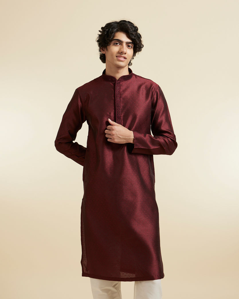Diwas Men Festive Maroon Kurta Pajama