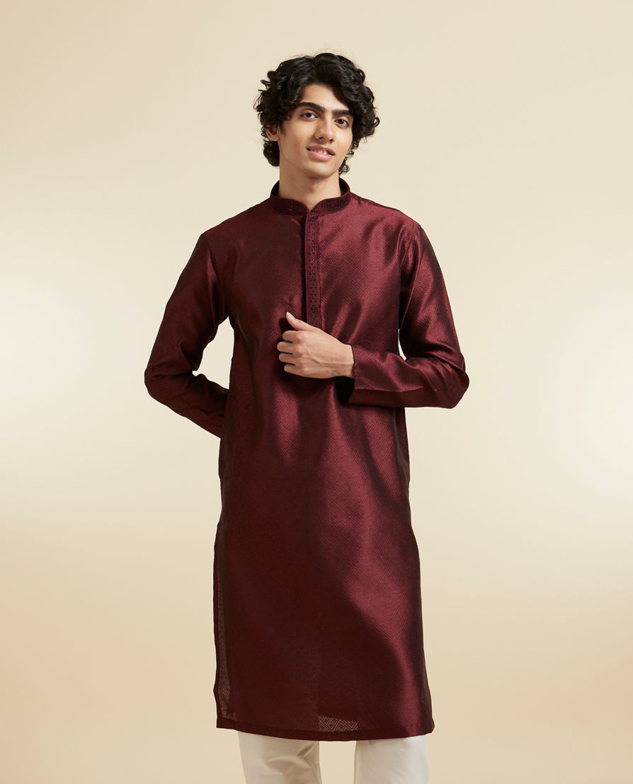 Diwas Men Festive Maroon Kurta Pajama