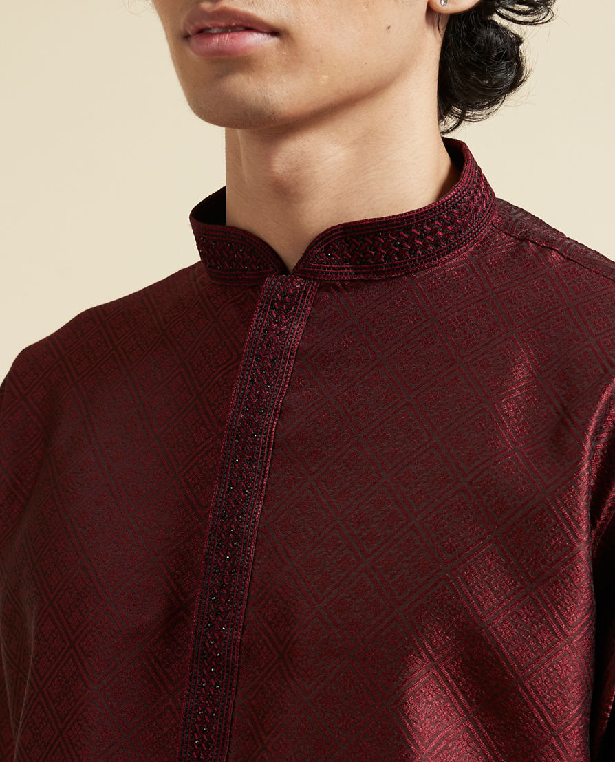 Diwas Men Festive Maroon Kurta Pajama