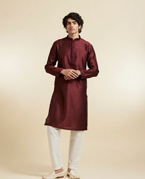 Diwas Men Festive Maroon Kurta Pajama