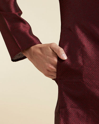 Diwas Men Festive Maroon Kurta Pajama