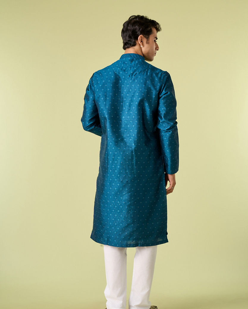 Diwas Men Teal Blue Sublime Elegance Kurta Pajama