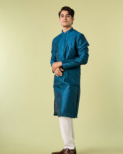 Diwas Men Teal Blue Sublime Elegance Kurta Pajama