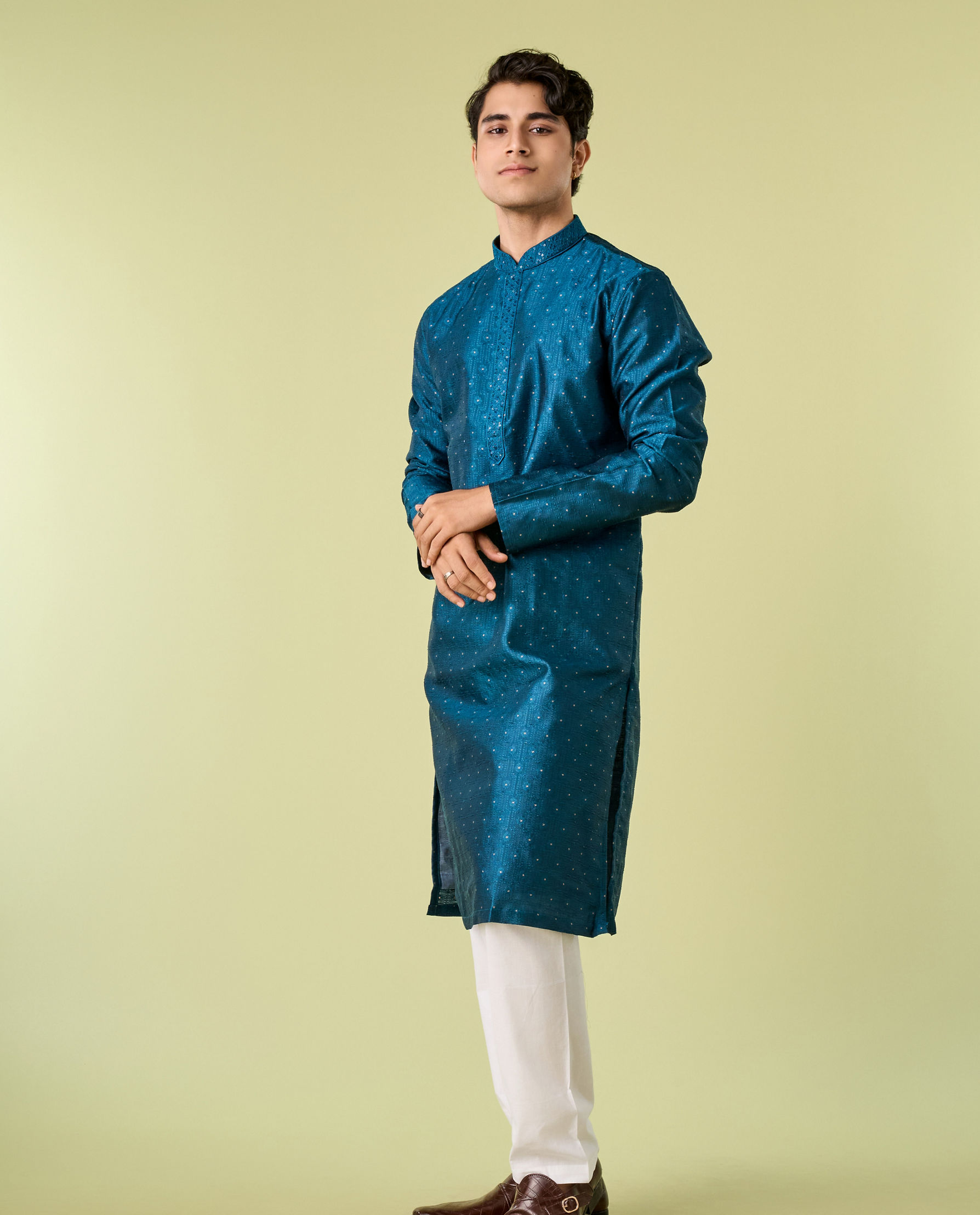 Diwas Men Teal Blue Sublime Elegance Kurta Pajama