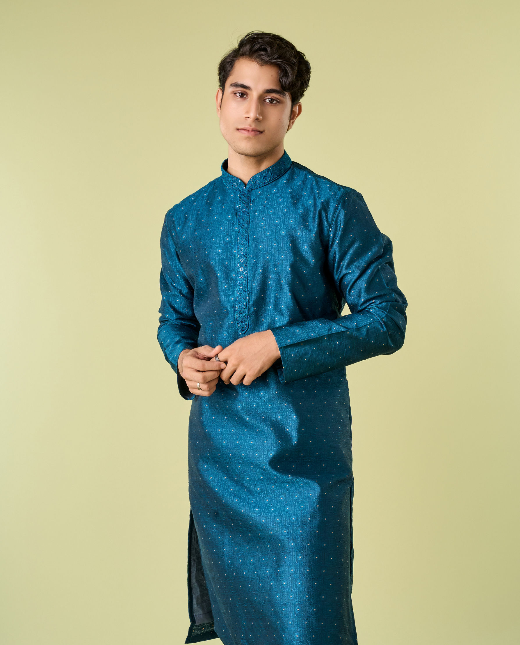 Diwas Men Teal Blue Sublime Elegance Kurta Pajama