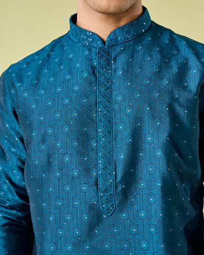 Diwas Men Teal Blue Sublime Elegance Kurta Pajama