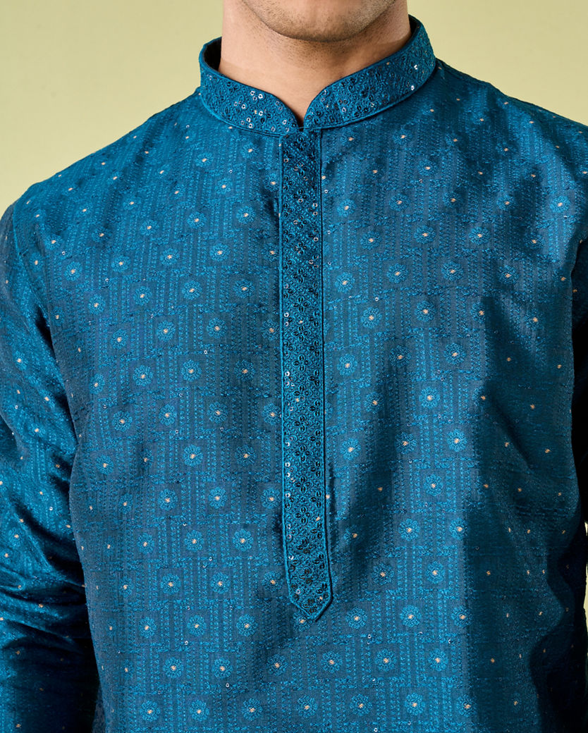 Diwas Men Teal Blue Sublime Elegance Kurta Pajama