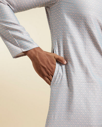 Diwas Men Elegant Light Grey Kurta Pajama