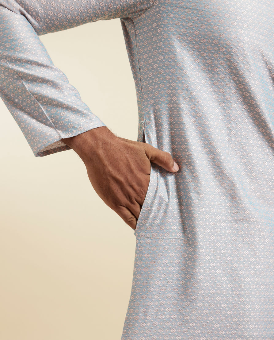 Diwas Men Elegant Light Grey Kurta Pajama