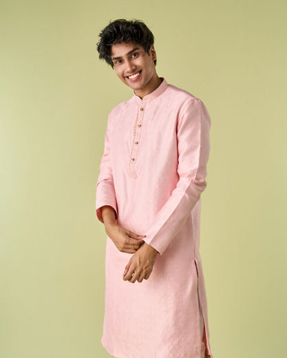 Diwas Men Pink Opulence Silk Kurta Pajama