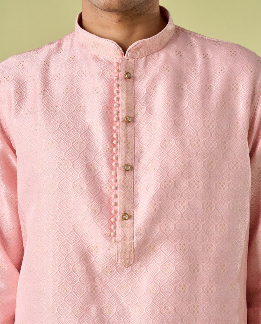 Diwas Men Pink Opulence Silk Kurta Pajama