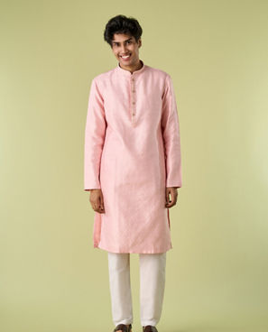 Diwas Men Pink Opulence Silk Kurta Pajama