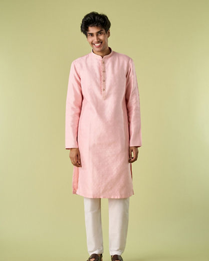 Diwas Men Pink Opulence Silk Kurta Pajama