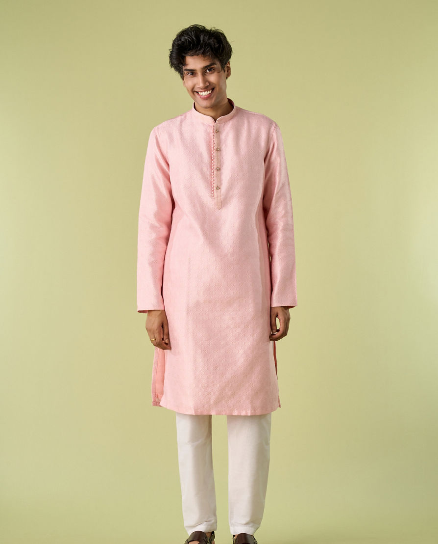 Diwas Men Pink Opulence Silk Kurta Pajama