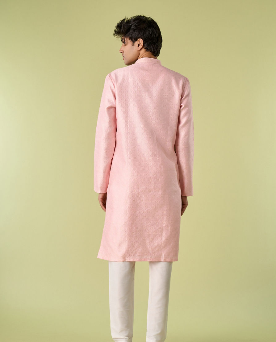 Diwas Men Pink Opulence Silk Kurta Pajama