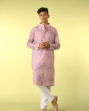 Diwas Men Charming Pink Kurta Pajama