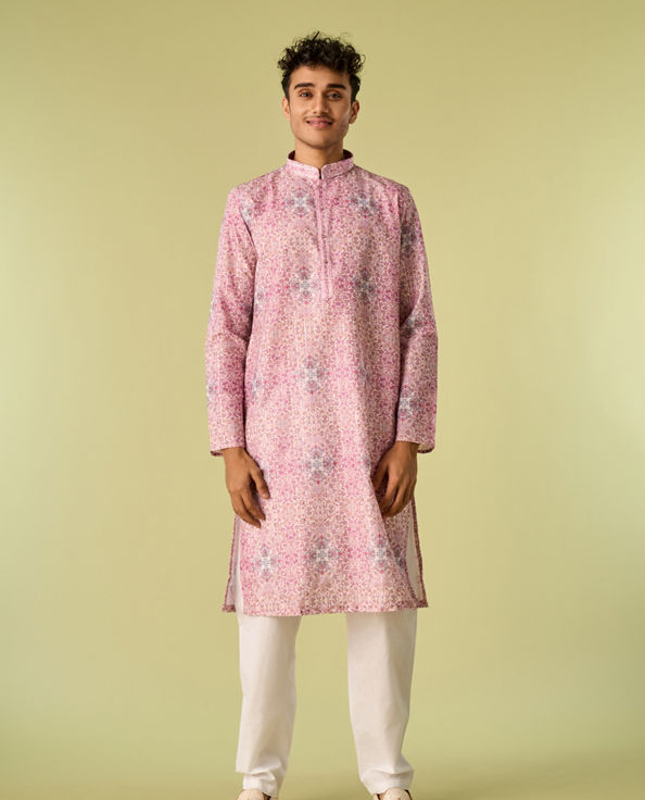 Diwas Men Charming Pink Kurta Pajama