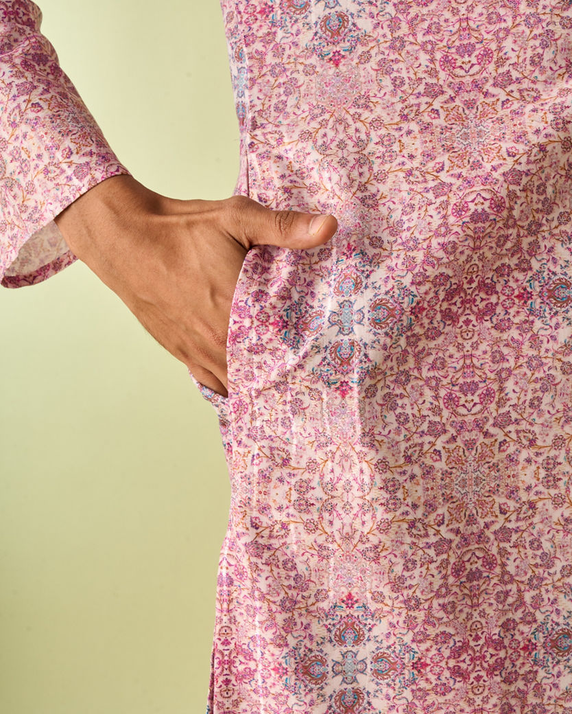 Diwas Men Charming Pink Kurta Pajama