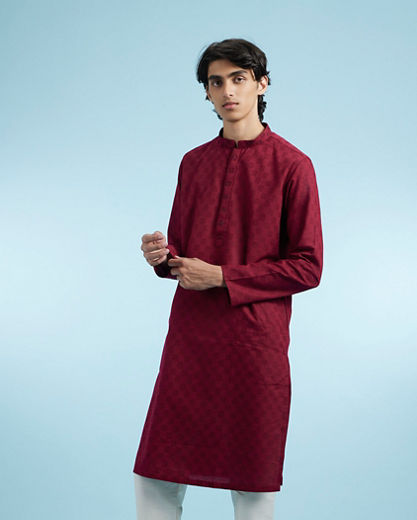 Diwas Men Boho Maroon Kurta Pajama