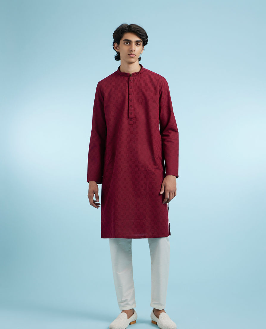 Diwas Men Boho Maroon Kurta Pajama