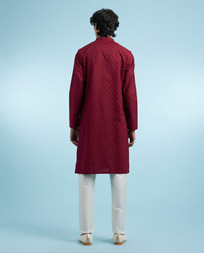 Diwas Men Boho Maroon Kurta Pajama