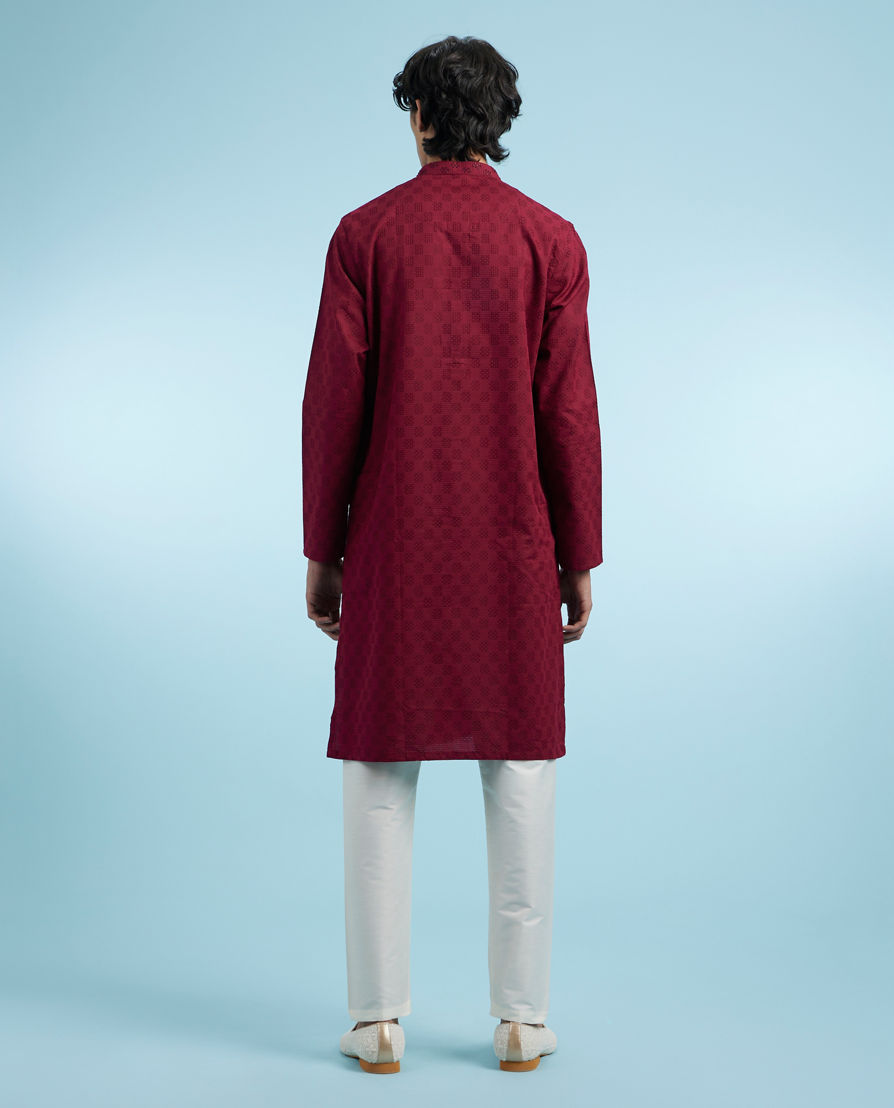 Diwas Men Boho Maroon Kurta Pajama
