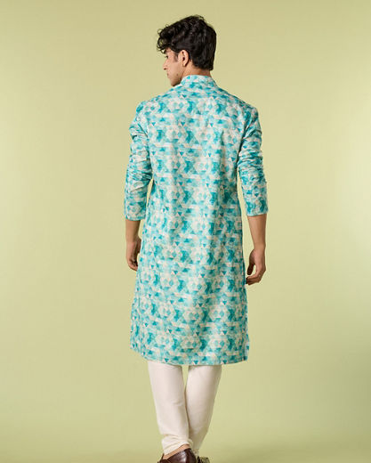 Diwas Men Evening Elegance Aqua Green Kurta Pajama