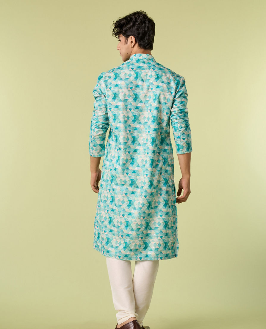 Diwas Men Evening Elegance Aqua Green Kurta Pajama