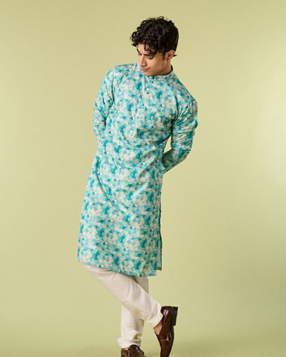 Diwas Men Evening Elegance Aqua Green Kurta Pajama