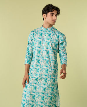 Diwas Men Evening Elegance Aqua Green Kurta Pajama
