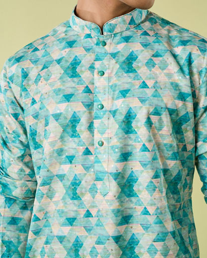Diwas Men Evening Elegance Aqua Green Kurta Pajama