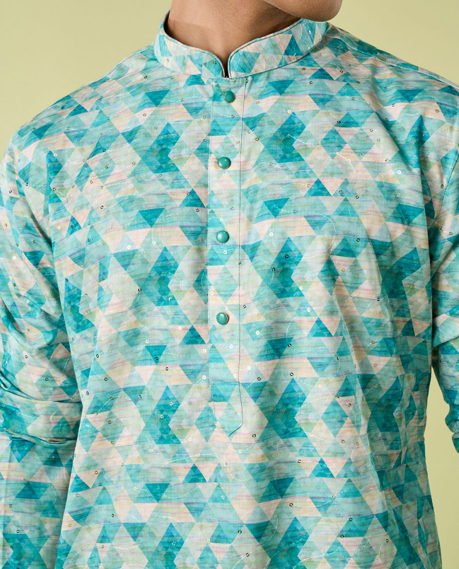 Diwas Men Evening Elegance Aqua Green Kurta Pajama