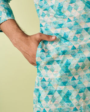 Diwas Men Evening Elegance Aqua Green Kurta Pajama