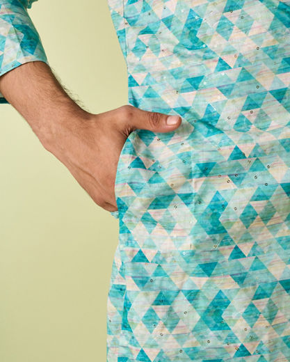 Diwas Men Evening Elegance Aqua Green Kurta Pajama
