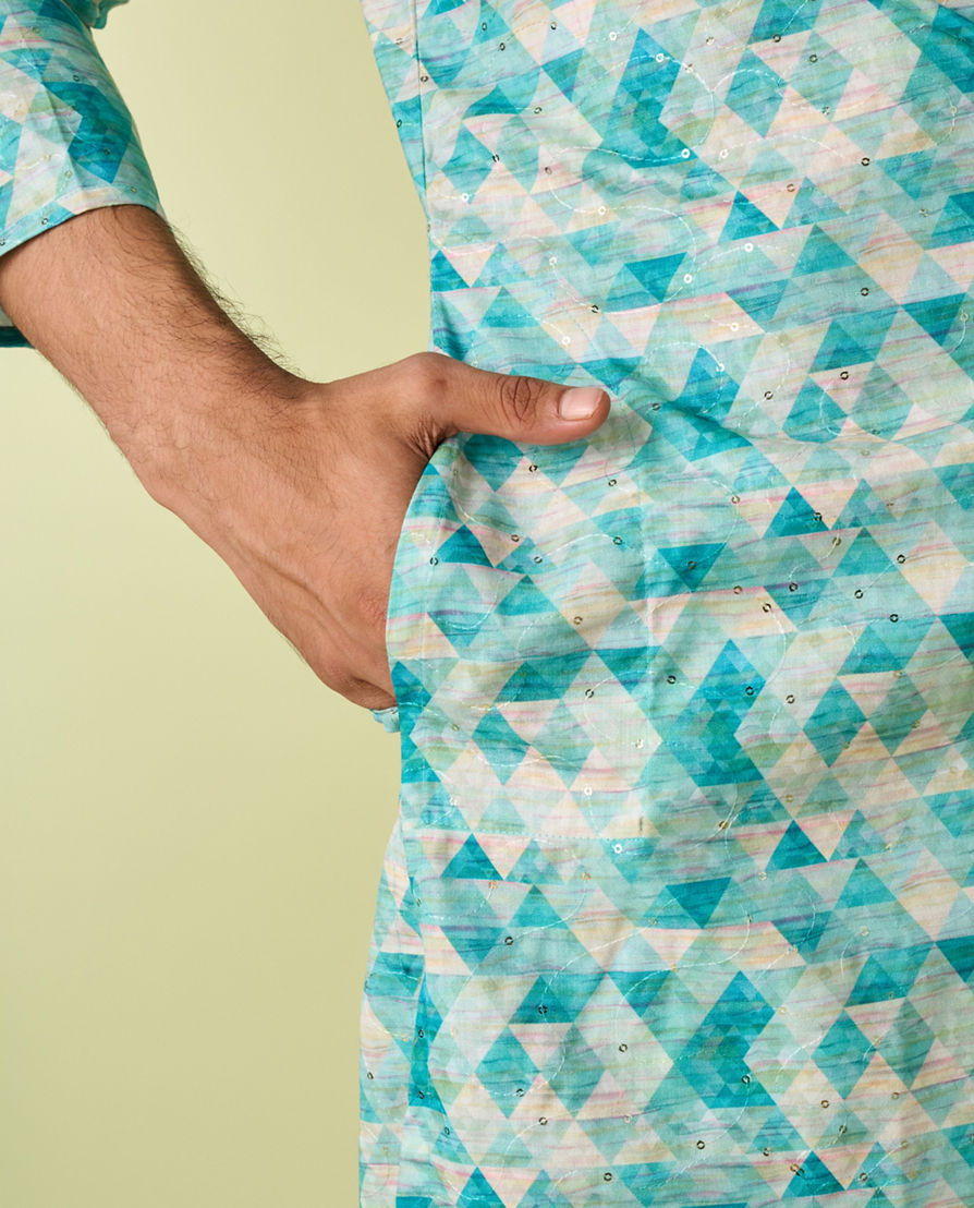 Diwas Men Evening Elegance Aqua Green Kurta Pajama