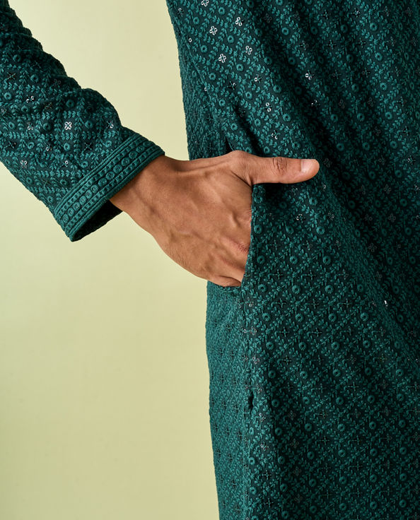 Diwas Men Dark Green Kurta Pajama
